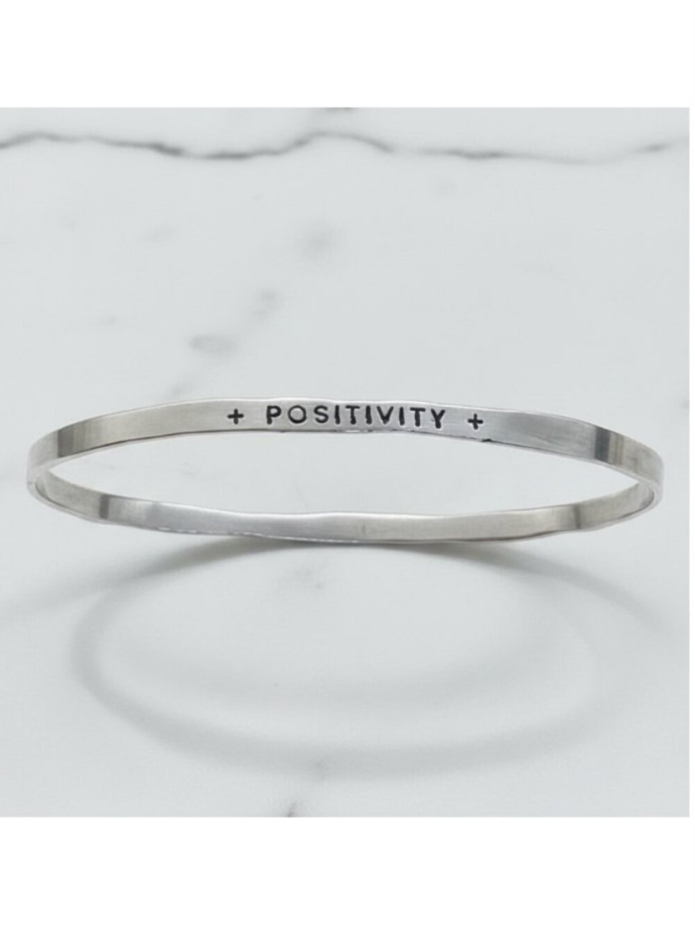 "+ POSITIVITY +" Silver Bangle Bracelet